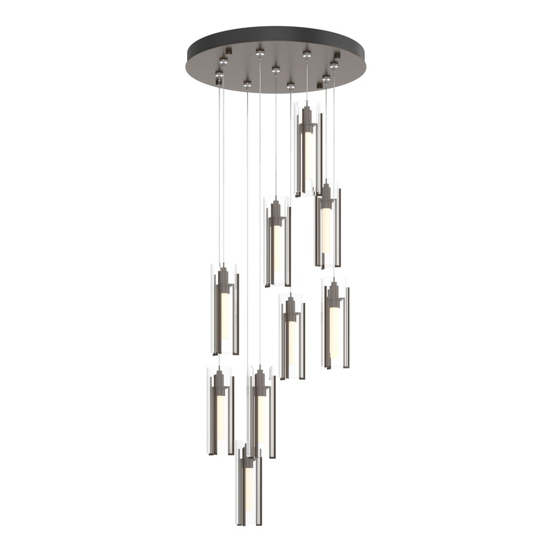 Exos Glass 9-Light Pendant Bronze Clear Glass (ZM)