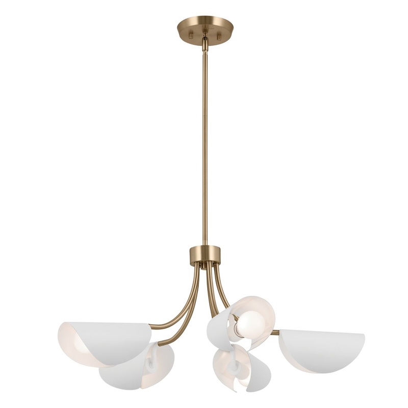Kichler 52558CPZWH Five Light Chandelier/Semi Flush, Champagne Bronze