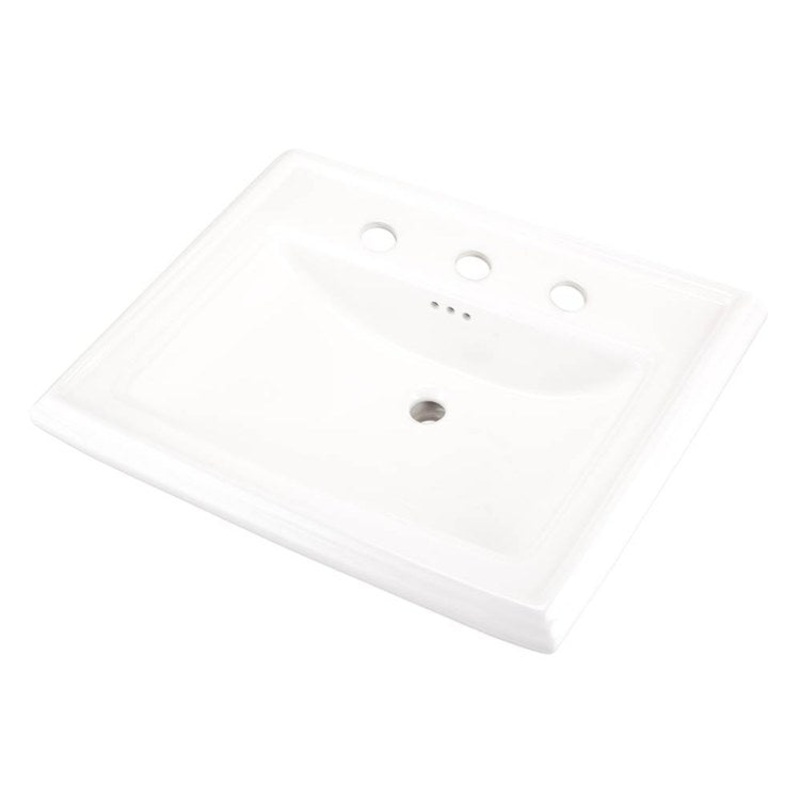 Lavatory Sink Logan Square Pedestal Top 27-3/8 x 21-1/4 Inch 8 Inch Centerset Rectangular White