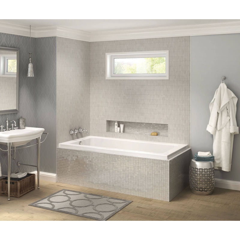 MAAX 106199-L-003-001 Pose Acrylic Corner Left Left-Hand Drain Whirlpool Bathtub in White