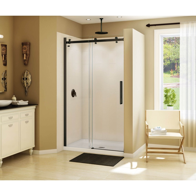 MAAX 138996-900-173-000 Halo 44 -47 x 78  in. 8mm Sliding Shower Door for Alcove Installation with Clear glass in Dark Bronze