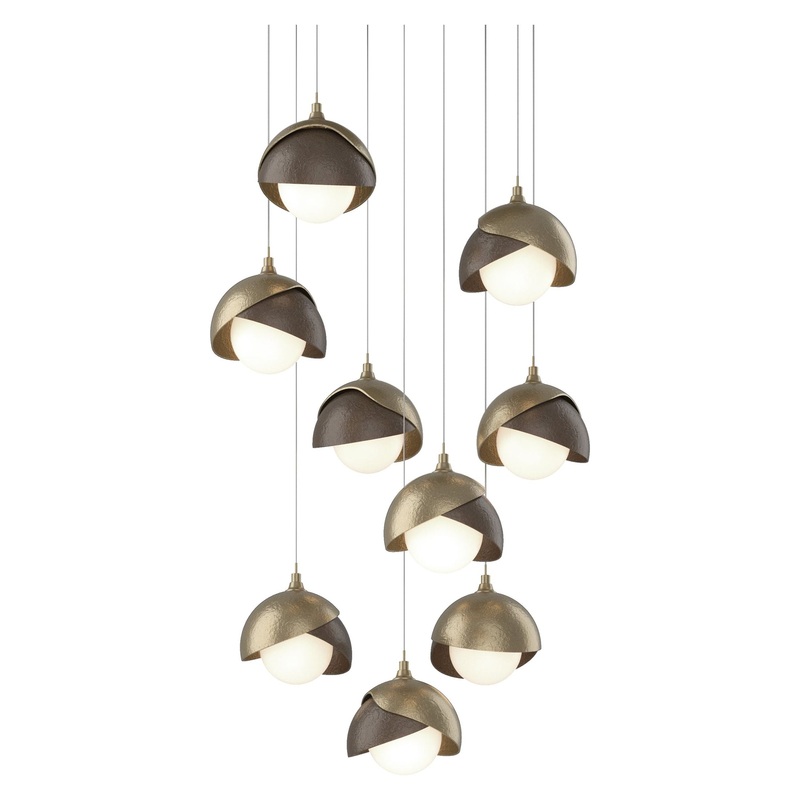 Brooklyn 9-Light Double Shade Pendant Soft Gold Bronze