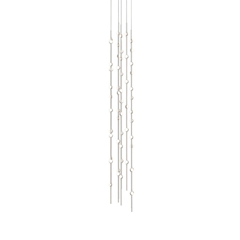 Constellation Andromeda Tall 12″ Round LED Pendant Satin Nickel with White Optical Acrylic 2700K 20′ Adjustable Cord
