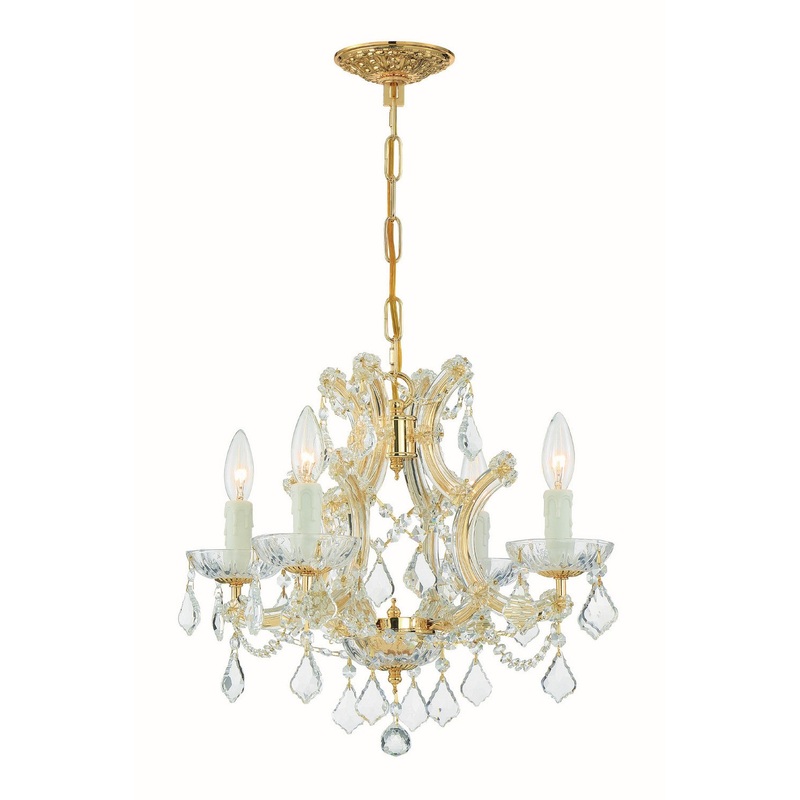 Crystorama 4474-GD-CL-S Maria Theresa Four Light Mini Chandelier Gold