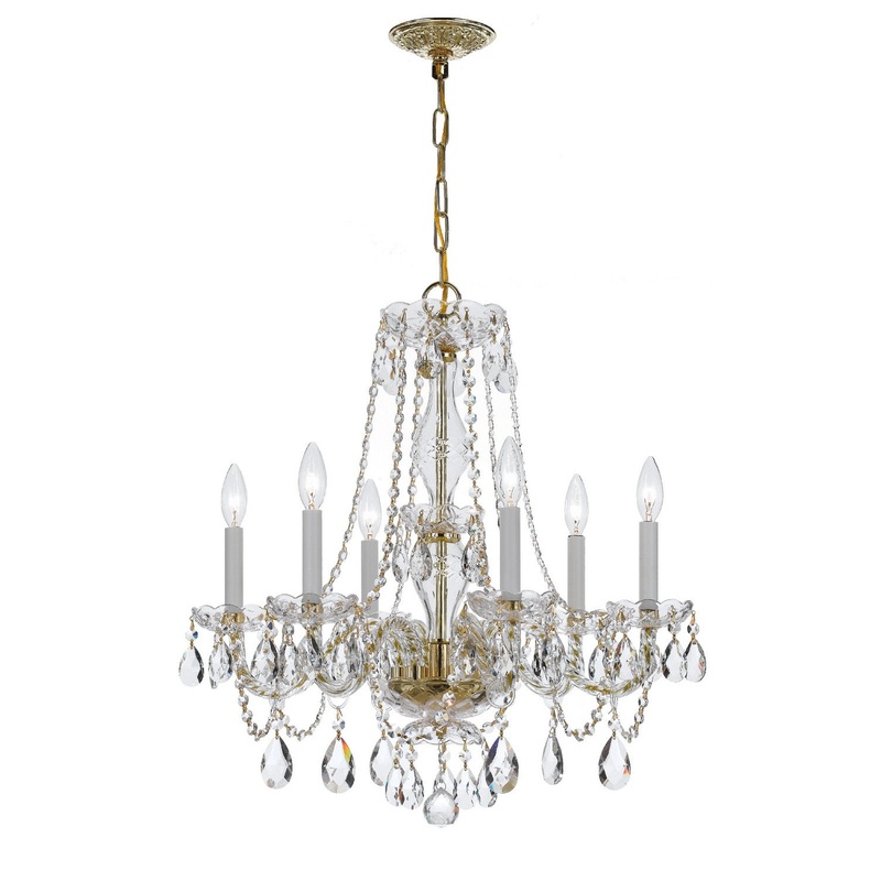 Crystorama 5086-PB-CL-S Traditional Crystal Six Light Chandelier Polished Brass
