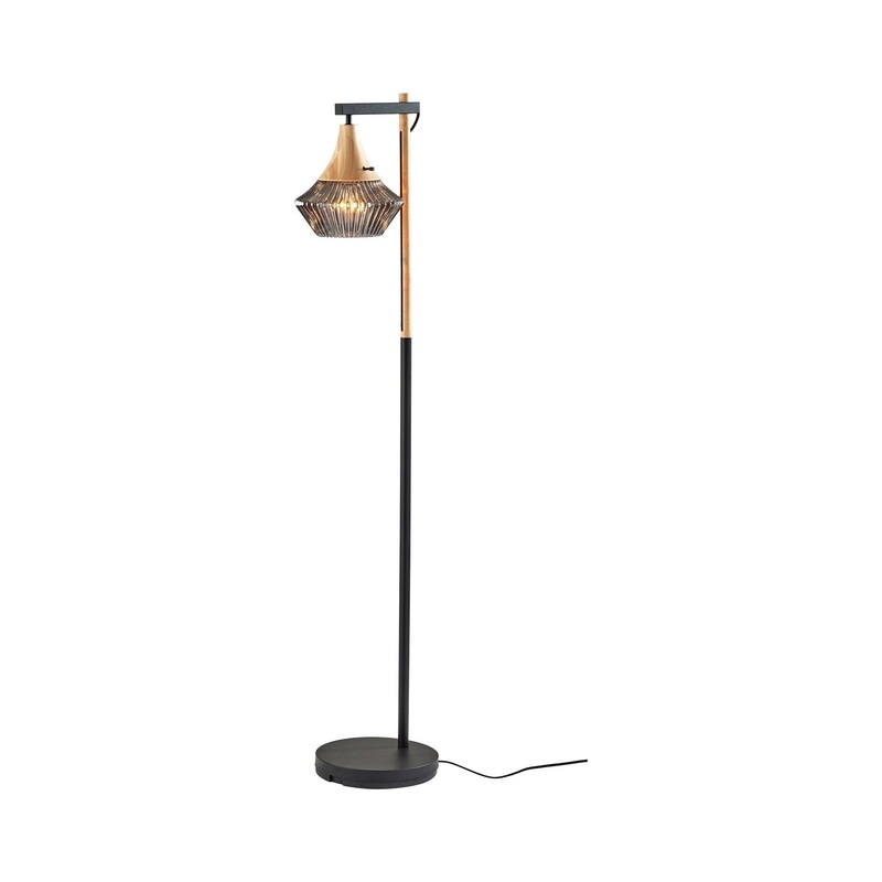Elsie Floor Lamp Black & Natural Wood