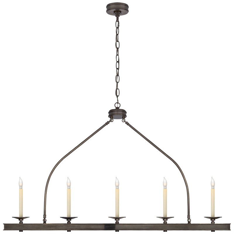 Five Light Linear Pendant from the Launceton Collection in Bronze Finish by Visual Comfort Signature