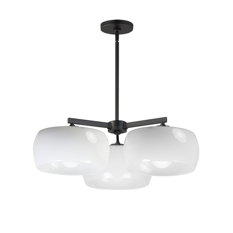 Glazed 3-Light Chandelier White / Black