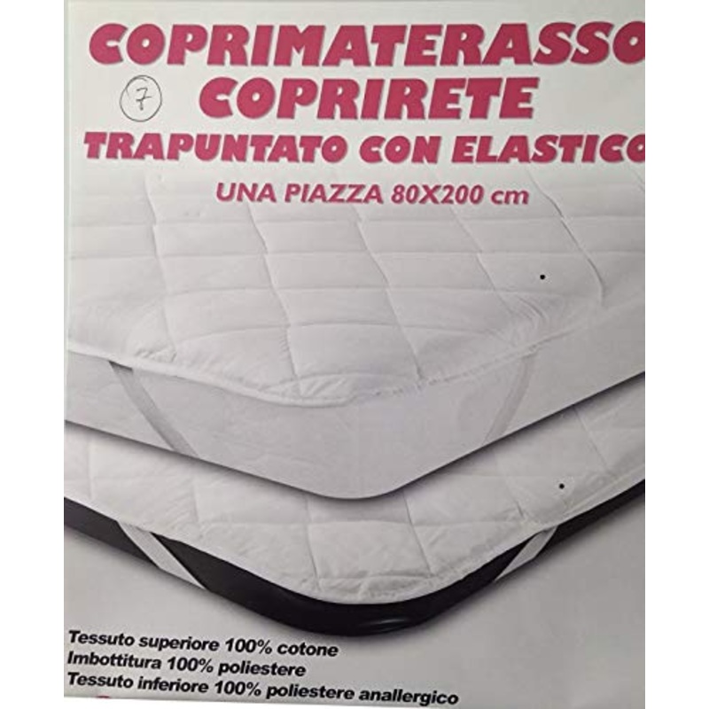 ITALYSWEETHOME COPRIMATERASSO COPRIRETE Trapuntato con Elastico Piazza E Mezza 120×200 CM