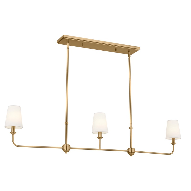 Kichler 52519BNB Three Light Linear Chandelier, Brushed Natural Brass