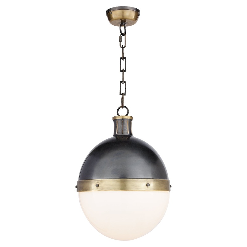 Two Light Pendant from the Hicks Collection in Bronze With Antique Brass Finish by Visual Comfort Signature
