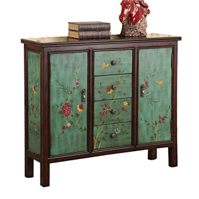 YLiansong-home Cassettiera Cabinet in Piedi Armadio a cassetti e ripiano Cucina deposito Cabinet Doors for Soggiorno credenza in Legno (Color : Green, Size : 108x30x96cm)