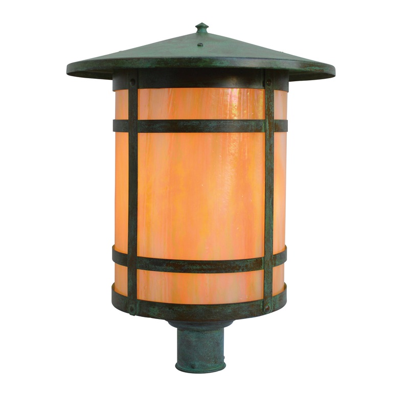 Arroyo BP-17LGW-VP Berkeley One Light Post Mount Verdigris Patina
