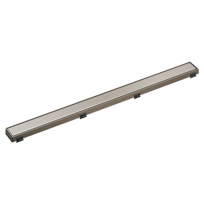 Linear Drain Reversible with Dual Grate Installation 36 Inch Brilliance Luxe Nickel Stainless Steel for Rough-In BR73360
