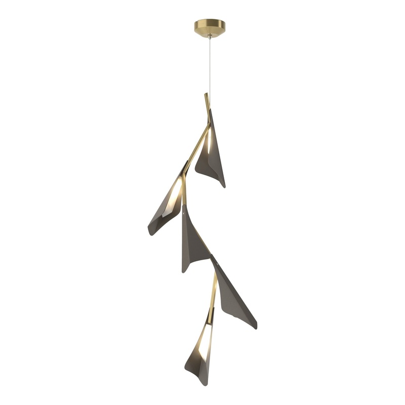 Plume 5-Light LED Pendant Modern Brass Dark Smoke