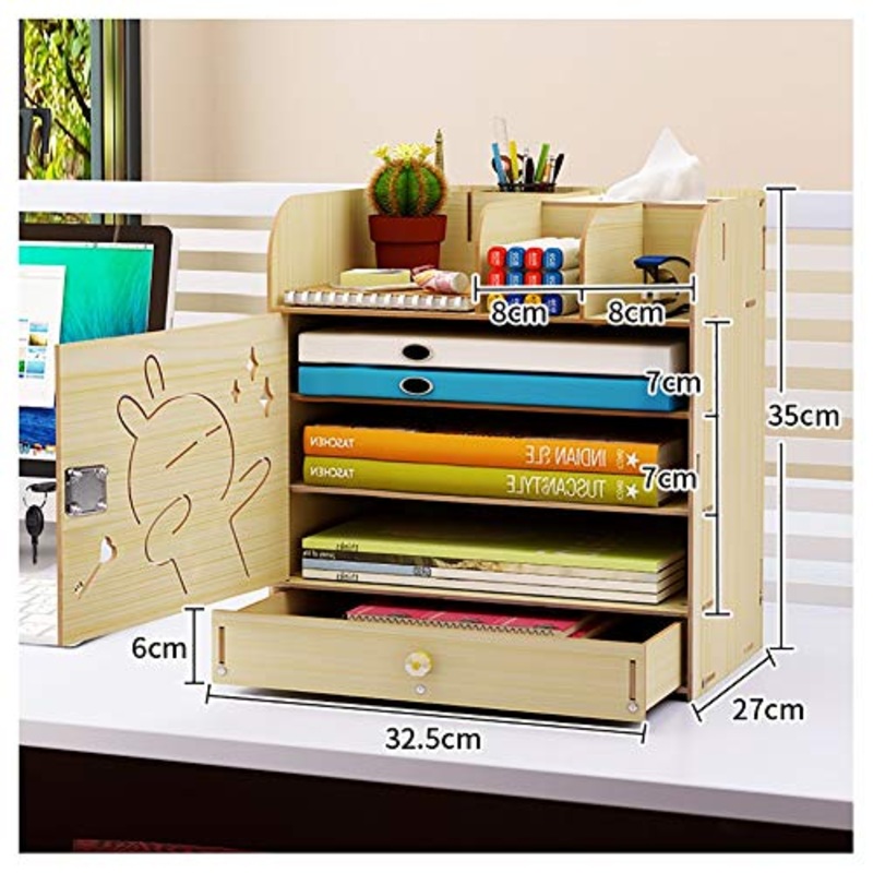 Schedario Classificatore Verticale File Cabinet, cartelle multifunzionale da tavolino di legno solido a pi strati, file di Office Cassetto Tipo A4 con la serratura Data Storage Scaffale, file dati de