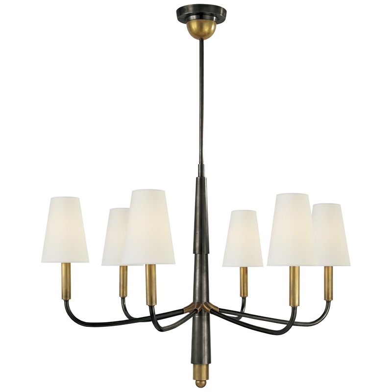 Six Light Chandelier from the Farlane Collection in Bronze With Antique Brass Finish by Visual Comfort Signature