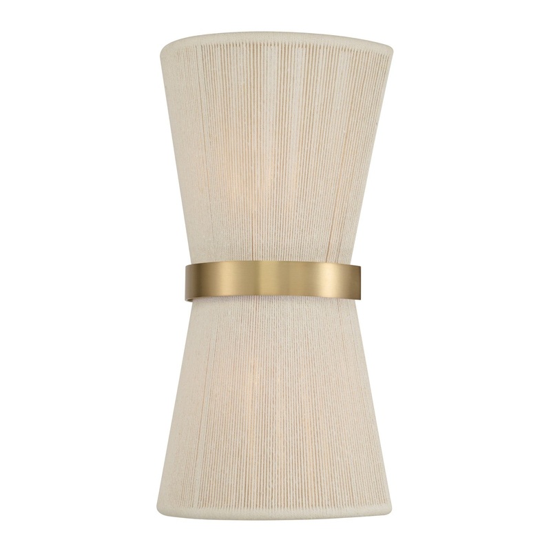 Two Light Wall Sconce from the Cecilia Collection in Bleached Natural Rope and Patinaed Brass Finish by Capital Lighting