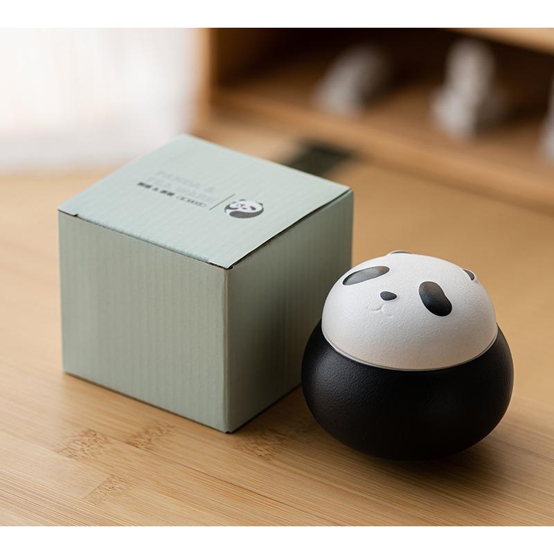 Artisanal Animal-Shaped Ceramic Tea Storage Jar with Gift Box – 140ml Capacity, Textured Finish(black)