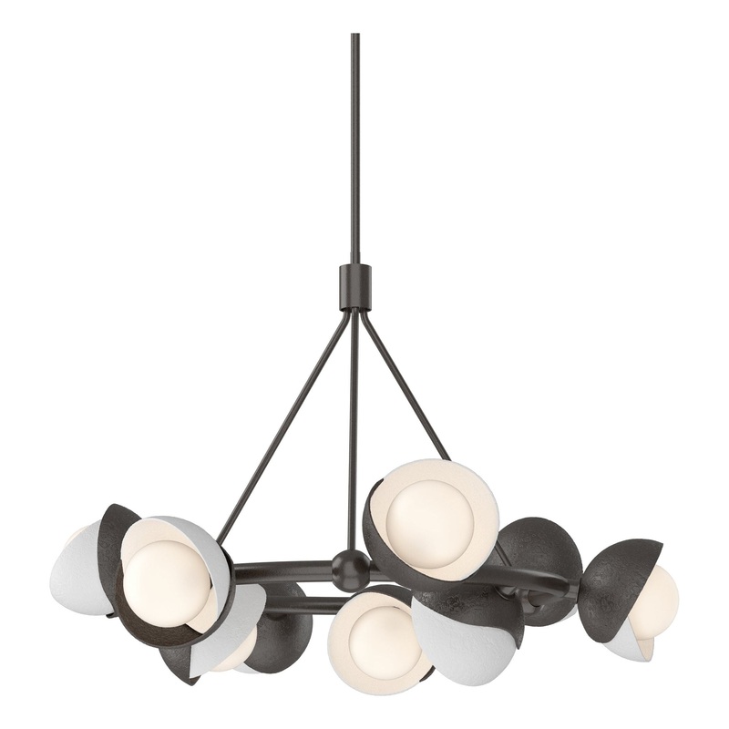 Brooklyn 9-Light Double Shade Ring Pendant Oil Rubbed Bronze White