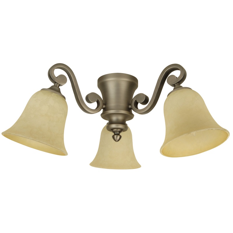 Craftmade LK35-AN-LED 3 Light Fitter and Glass LED Fan Light Kit Antique Nickel (Discontinued)