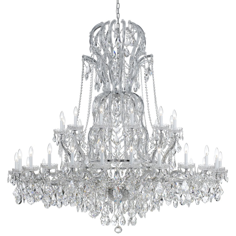Crystorama 4460-CH-CL-SAQ Maria Theresa 37 Light Chandelier Polished Chrome