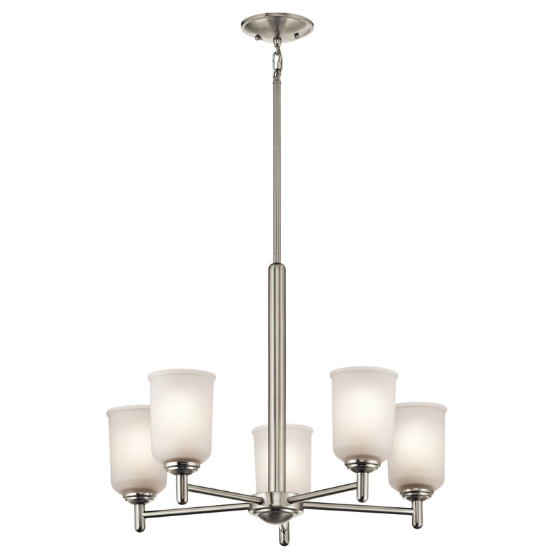 Kichler 43671NI Five Light Chandelier, Brushed Nickel
