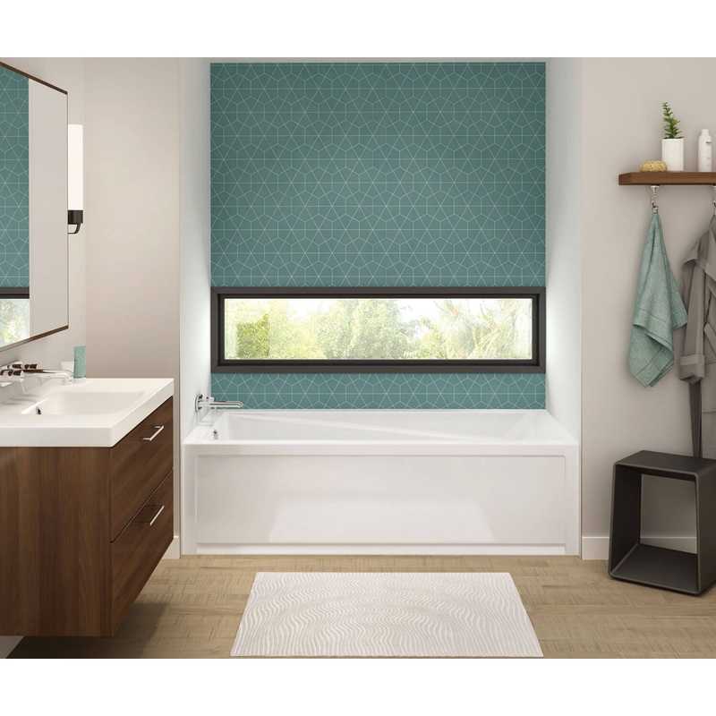 MAAX 106226-R-097-001 Exhibit 7232 IFS AFR Acrylic Alcove Right-Hand Drain Combined Whirlpool & Aeroeffect Bathtub in White