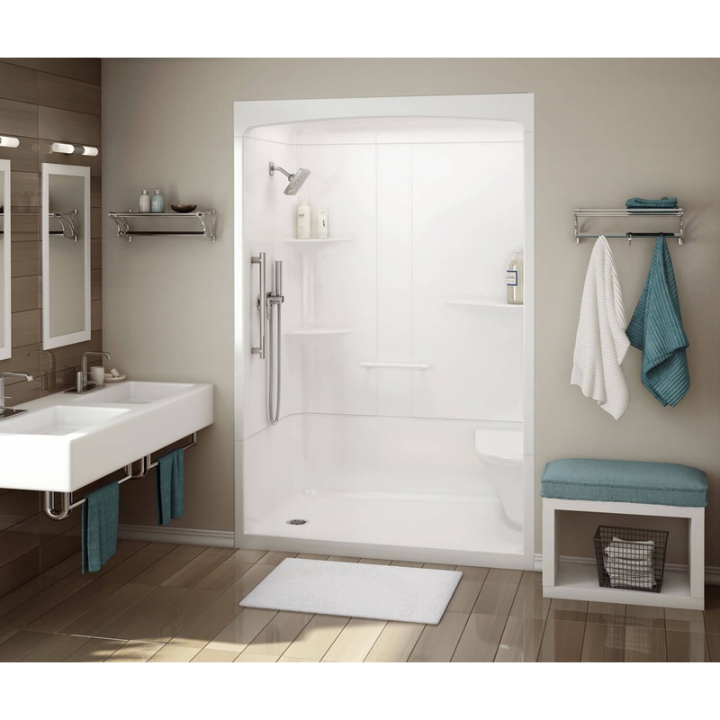 MAAX 107002-SNL-000-001 ALLIA SHR-6034 Acrylic Alcove Left-Hand Drain Three-Piece Shower in White