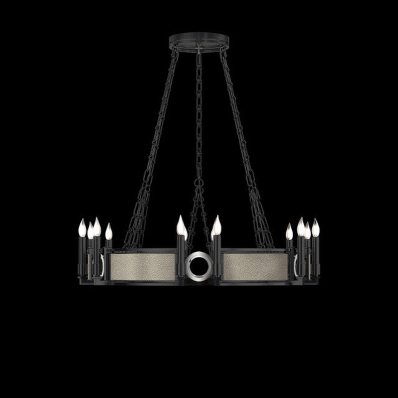 Mirage 35.75″W Round Chandelier Black Iron/Nickel/Coco