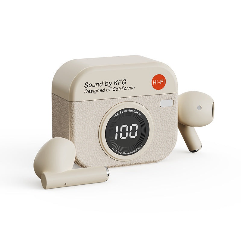 Retro Camera Style TWS Earbuds – Bluetooth 5.4, ENC, Low Latency Gaming(Yellow)