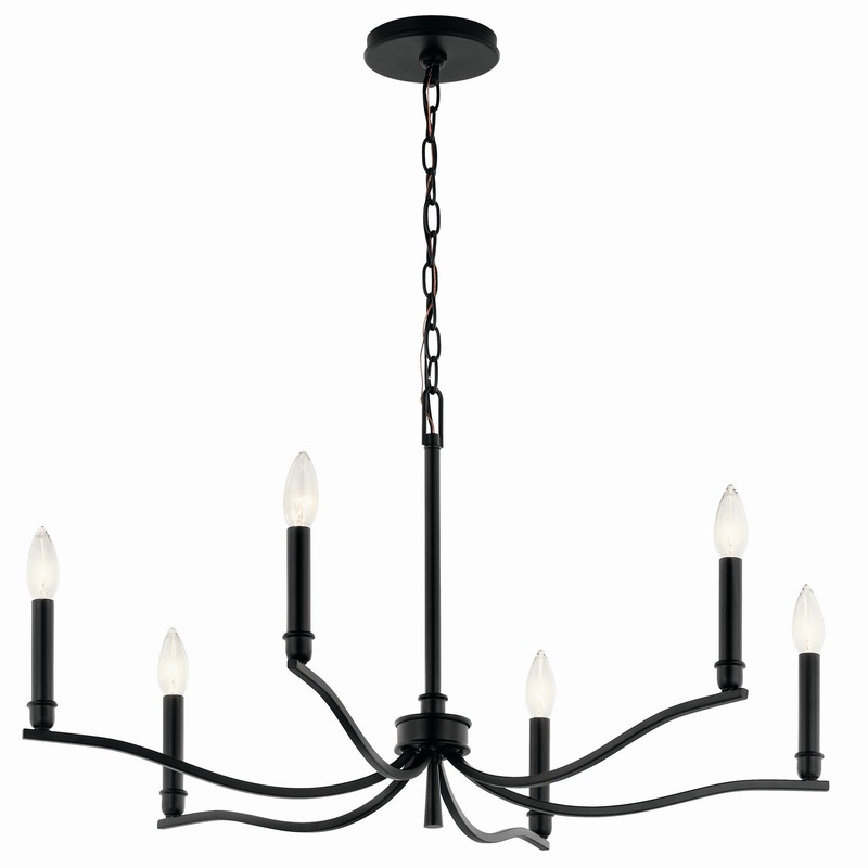 Six Light Chandelier from the Malene Collection in Black Finish by Kichler