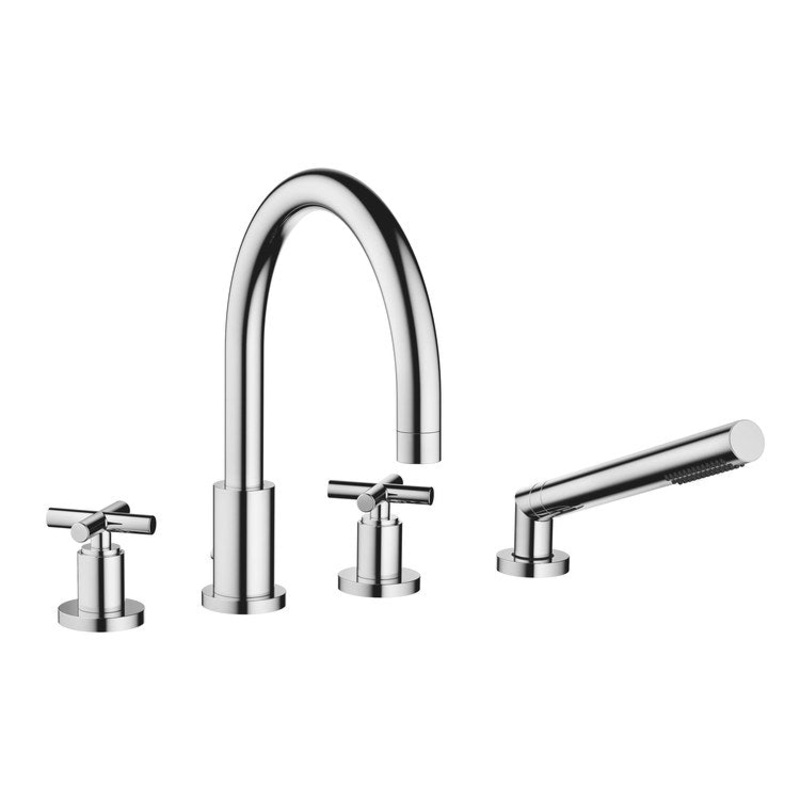Tub Filler TARA Mixer for Deck Mount with Handshower 2 Cross Chrome