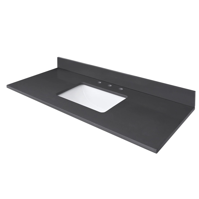 Ural Gray Quartz Top with Single Rectangular Sink QUT37UG-RS