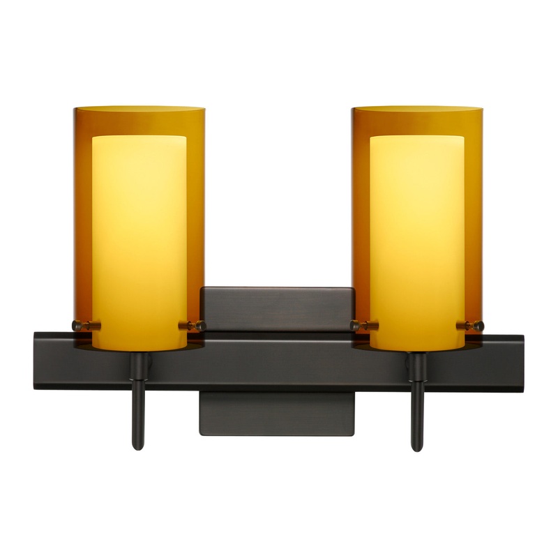 Besa 2SW-G44007-BR-SQ Pahu Two Light Wall Sconce Bronze