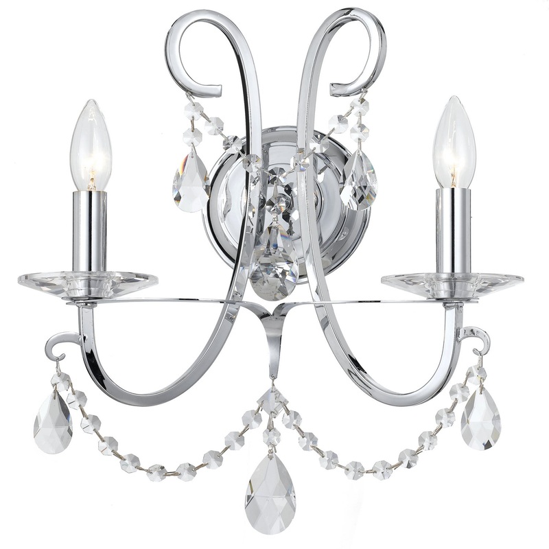 Crystorama 6822-CH-CL-MWP Othello Two Light Wall Sconce Polished Chrome