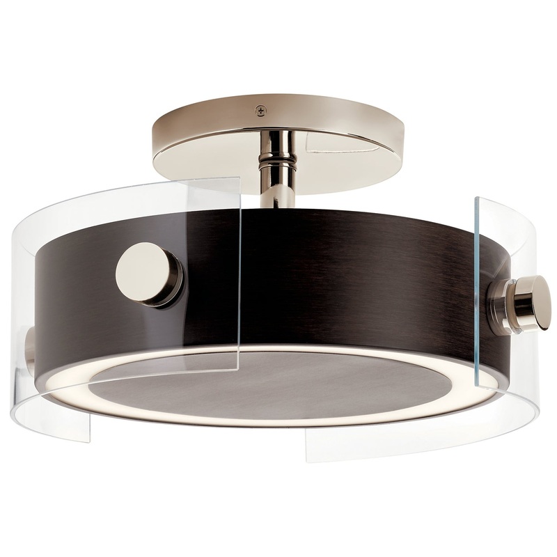 LED Semi Flush Mount from the Tig Collection in Walnut Wood Finish by Kichler