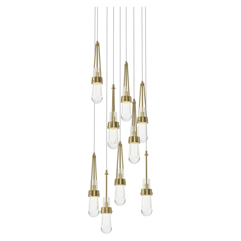 Link 9-Light Clear Glass Pendant Modern Brass