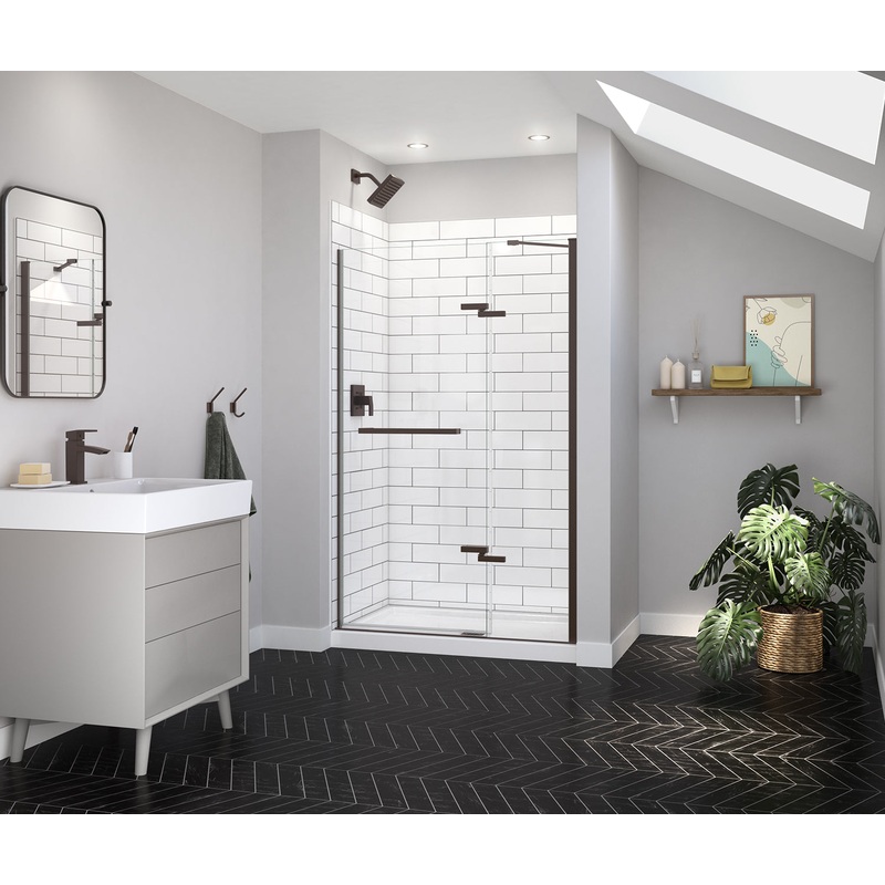 MAAX 139578-900-173-000 Reveal Sleek 71 44-47 x 71  in. 8 mm Pivot Shower Door for Alcove Installation with Clear glass in Dark Bronze