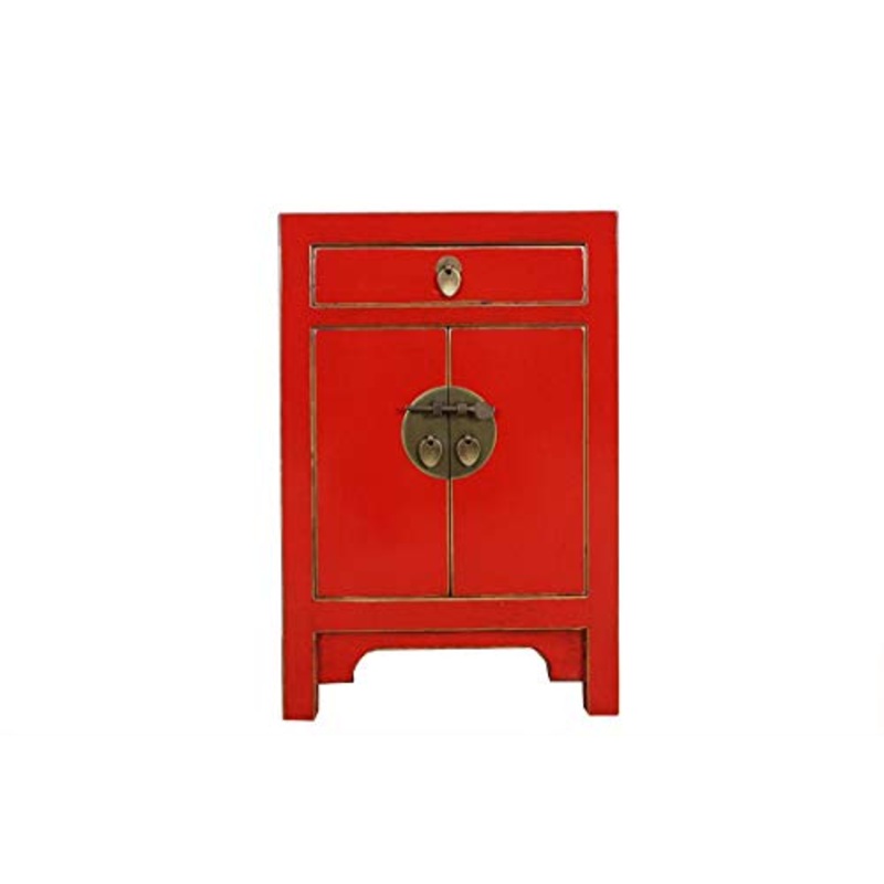 Yajutang Cassettiera cinese comodino cinese in legno massello Cina rosso
