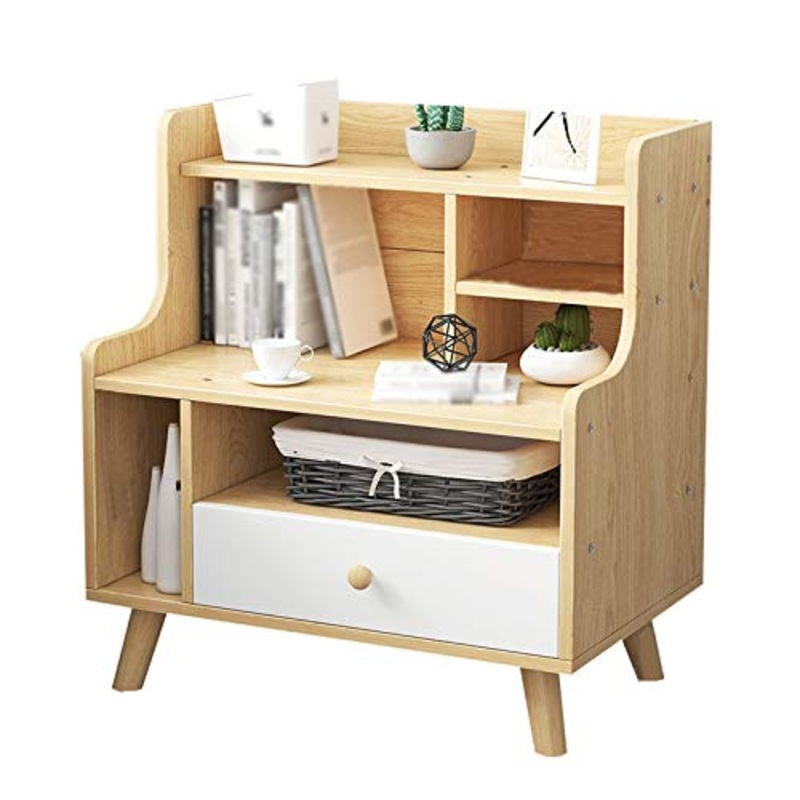 Comodino Multistrato di Stoccaggio In Legno Solido Armadio Gamba Cassetto Indipendente Semplice Moderna Camera Da Letto Comodino Multifunzionale Armadio di Immagazzinaggio 50X35X64CM FANJIANI