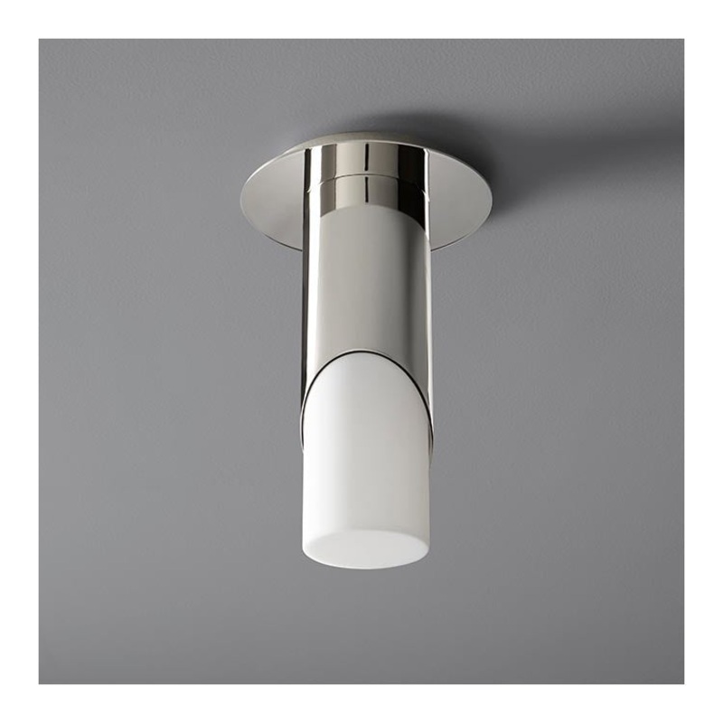 Ellipse Single-Light Small Flush Mount Ceiling Fixture with Acrylic Shade – Satin Nickel