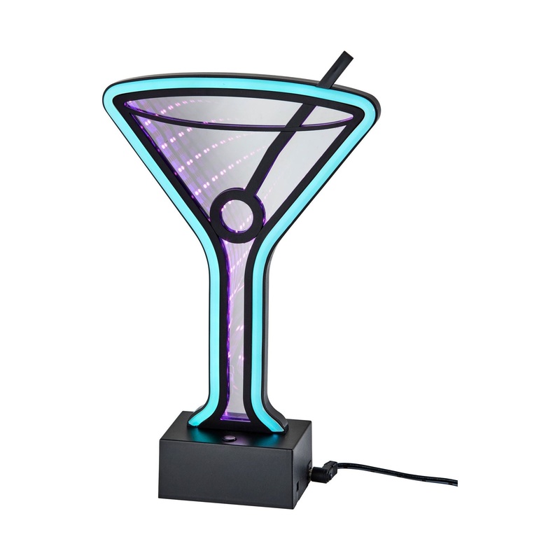 Infinity Neon Martini Glass Table/Wall Lamp Black