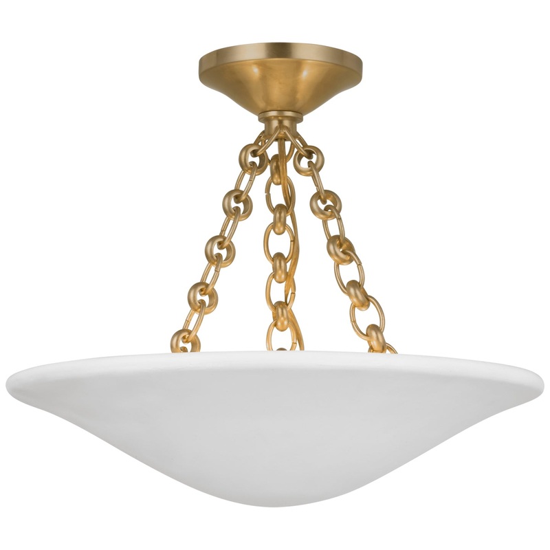 LED Semi Flush Mount from the Mollino Collection in Hand-Rubbed Antique Brass Finish by Visual Comfort Signature