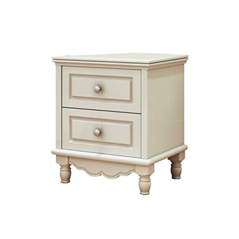MHUI Comodino Comodino in Legno Bianco a 2 cassetti, cassettiera a 2 cassetti