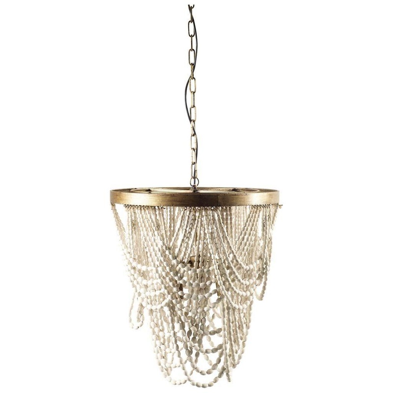 Pendra Chandelier Gold Metal | Whitewashed Wood