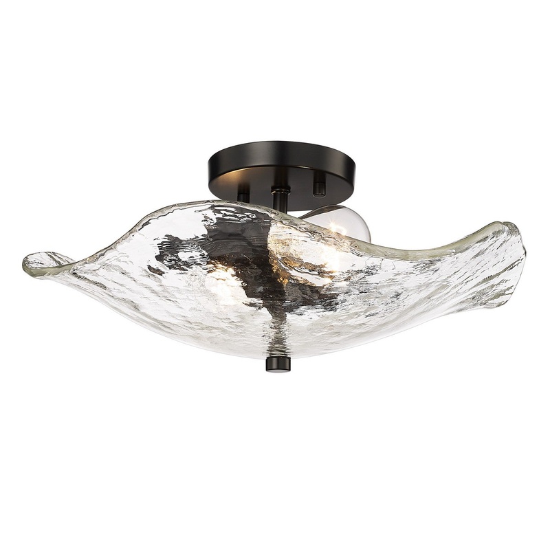 Two Light Semi-Flush Mount from the Samara Collection in Matte Black Finish by Golden