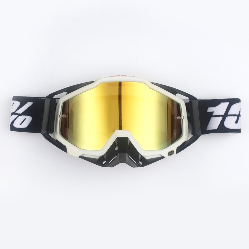 White Black Motorcycle Goggles – UV-Protective Anti-Dust Riding Glasses for Outdoor Sports(Red lenses)