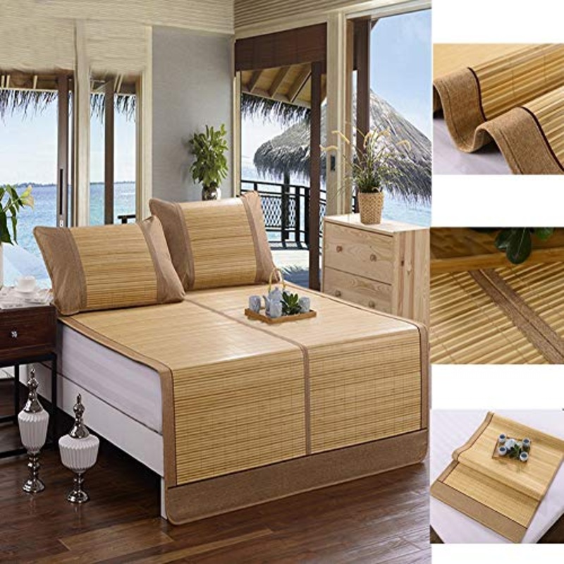 YJFENG Tappeti Estivi, bamb E Rattan Liscio E Morbido Raffreddare Senza Ghiaccio Stuoia Pieghevole per Aria Condizionata per Dormitorio Singolo per Studenti (Color : Brown, Size : 1.35×1.95m)