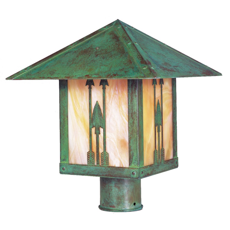 Arroyo TRP-12ARGW-VP Timber Ridge One Light Outdoor Post Lamp Verdigris Patina